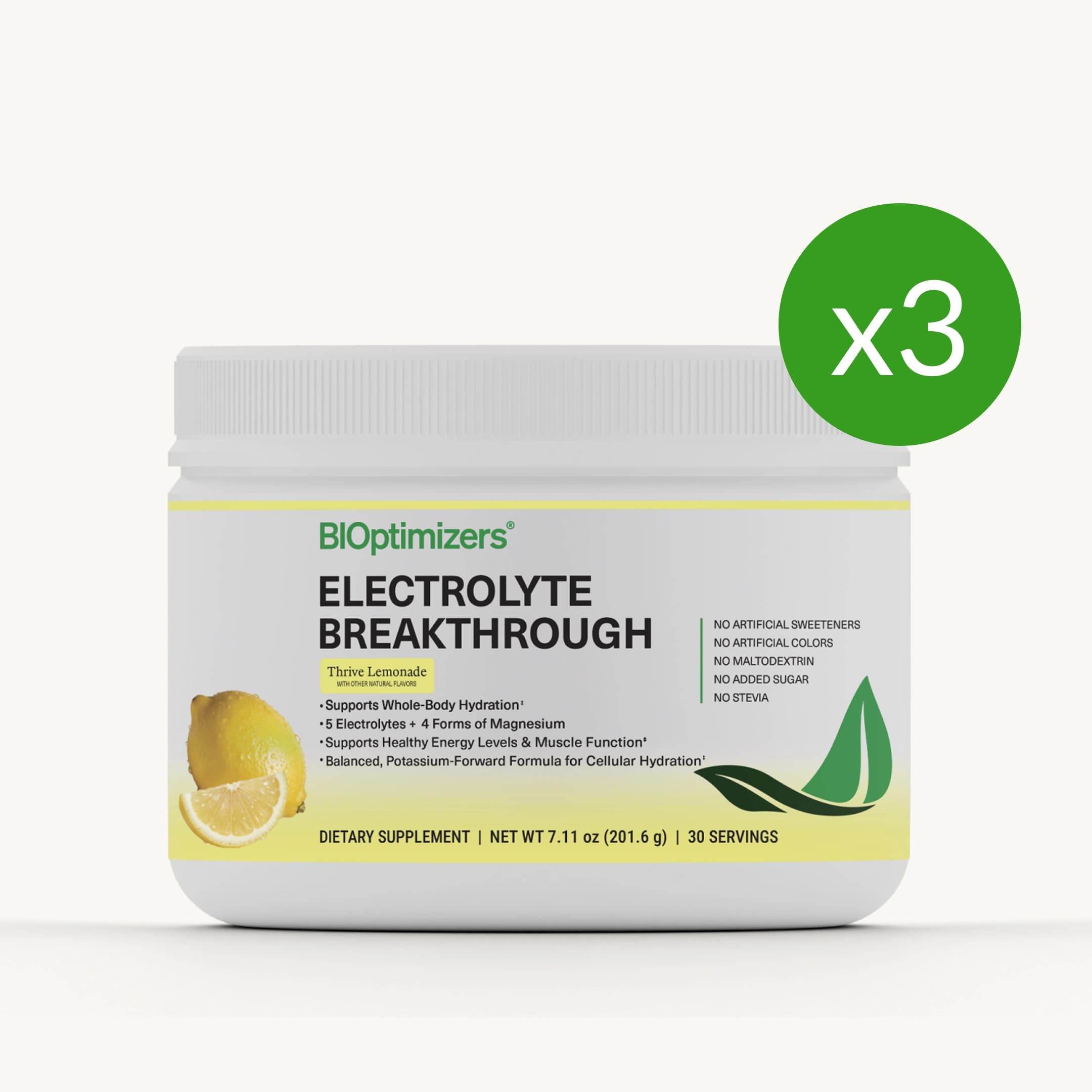 Electrolyte Breakthrough - Lemonade - 30 Servings Jar - 3 Jars